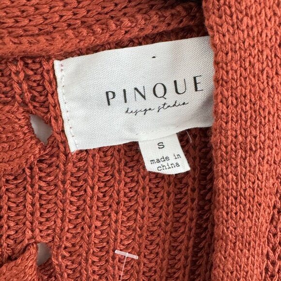 Pinque Women Rust Lace-Up Open-Front Knit Cardigan Size S - Picture 3 of 8